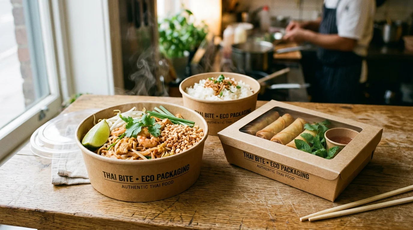 Freshly packed authentic Thai takeaway in Whitchurch at Thai Vintage